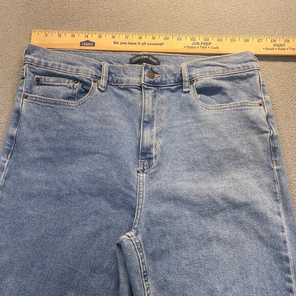 Calvin Klein Jeans Women Size 14 Blue Denim Cotton Straight Leg Workwear Stretch - Picture 4 of 10